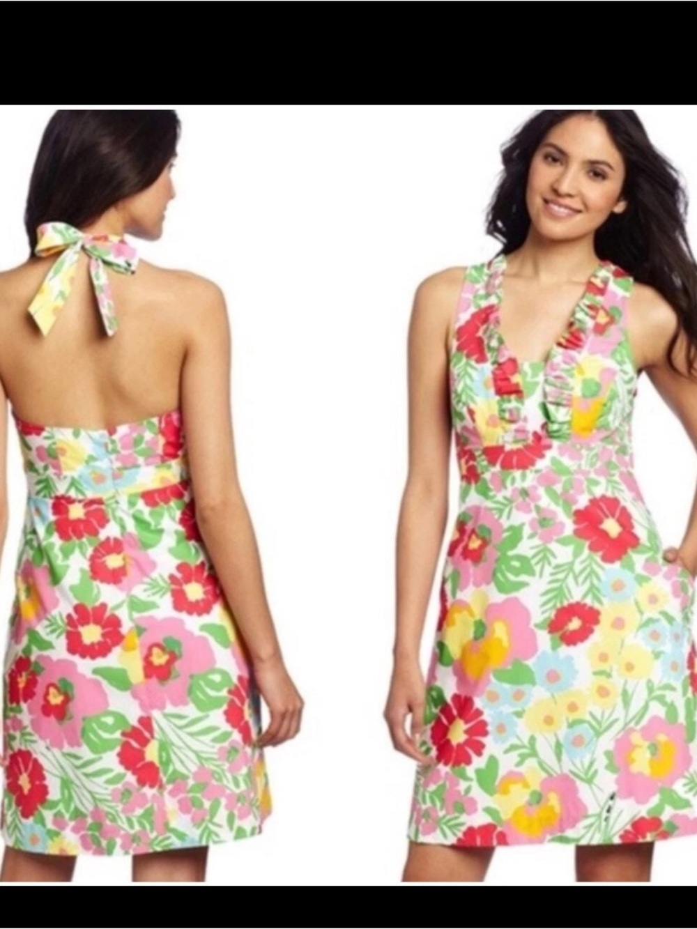 Lilly Pulitzer Lavin Ants On Parade Ruffle Halter A Line Cotton Dress Size 8
